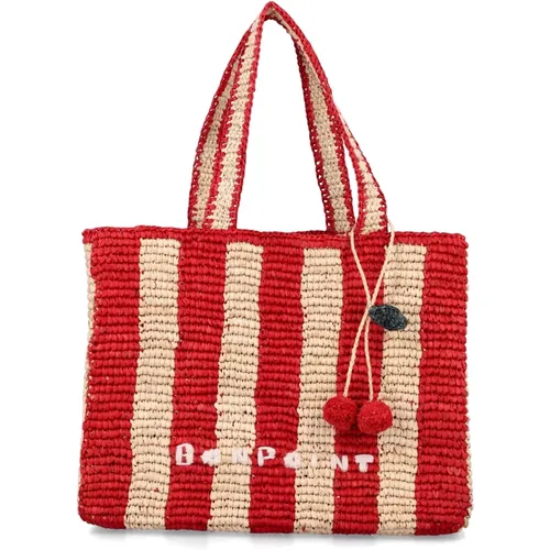 Tote Bags, female, , Size: ONE SIZE Striped Raffia Handbag Coquelicot Ss25 - Bonpoint - Modalova