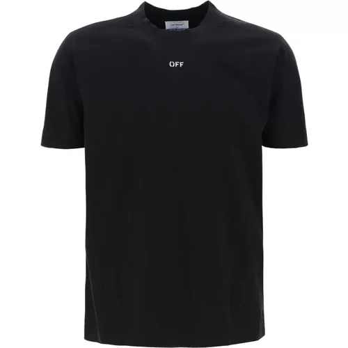 Crew Neck T-Shirt with Off Print , male, Sizes: L, XL, S, M - Off White - Modalova