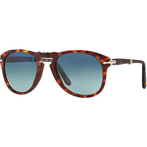 Sunglasses, unisex, , Size: 54 MM Folding Sunglasses in Havana/Blue Shaded - Persol - Modalova