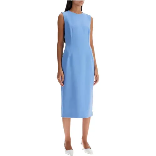 Wool Crepe Sheath Midi Dress , female, Sizes: L - Dolce & Gabbana - Modalova