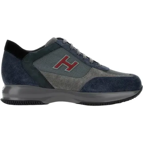 Grey Sneakers with Suede and Fabric , male, Sizes: 6 1/2 UK, 5 UK, 6 UK, 9 1/2 UK, 7 UK, 9 UK, 7 1/2 UK, 8 1/2 UK, 5 1/2 UK, 8 UK, 10 UK - Hogan - Modalova