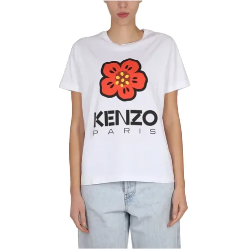 Blumiges Loose Fit T-Shirt , Damen, Größe: L - Kenzo - Modalova