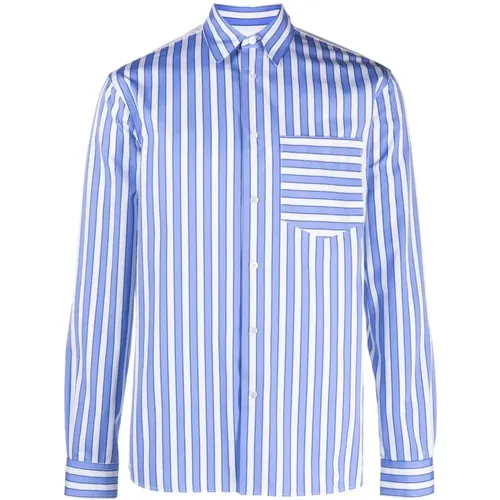 Blau gestreiftes Baumwollhemd mit klassischem Kragen , Herren, Größe: L - JW Anderson - Modalova