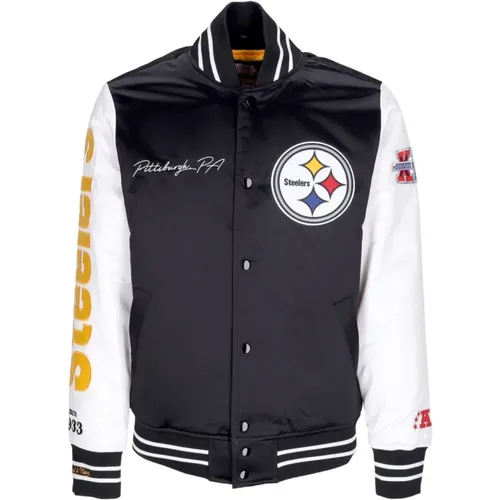 Bomber Jackets, male, , Size: XL NFL Team Origins Bomber Jacket Black/White - Mitchell & Ness - Modalova