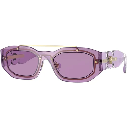 Violet Sunglasses VE 2241,/Dark Violet Sunglasses,Transparent Ruthenium/Silver Sunglasses - Versace - Modalova