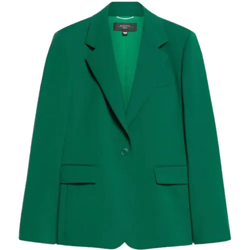 Blazers, female, , Size: 2XS Wool Blend Single-Breasted Blazer - Max Mara Weekend - Modalova