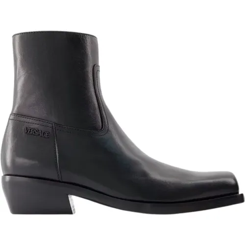 Leather Ankle Boots , male, Sizes: 10 UK - Versace - Modalova