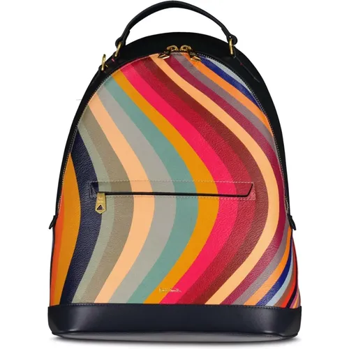 Striped Leather Backpack , female, Sizes: ONE SIZE - PS By Paul Smith - Modalova
