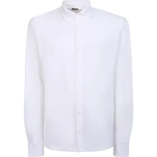 Weißes Baumwollhemd mit Klassischem Kragen , Herren, Größe: S - Zanone - Modalova
