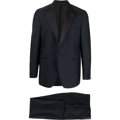 Single Breasted Suits, male, , Size: L Midnight Wool Suit - Canali - Modalova