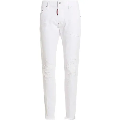 Weiße Slim Fit Denim Jeans , Herren, Größe: M - Dsquared2 - Modalova