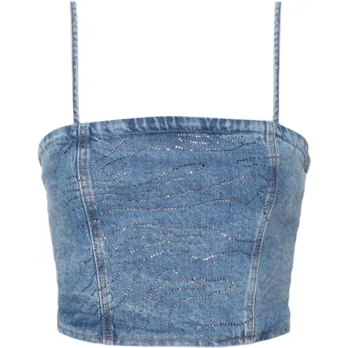 Blaues Spaghetti-Träger Rücken Reißverschluss Shirt , Damen, Größe: S - Rotate Birger Christensen - Modalova