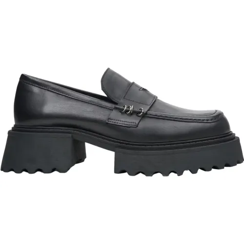 Damen Schwarze Lederloafer aus echtem Leder mit Silberverzierungen Er00113788 , Damen, Größe: 40 EU - Estro - Modalova