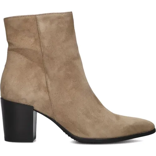 Taupe Leder Stiefeletten - Lina Locchi - Modalova