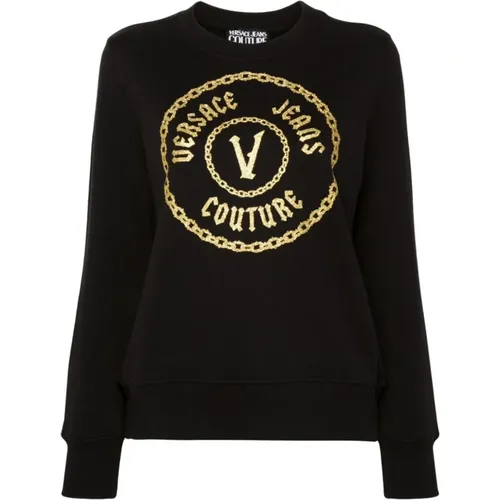 Schwarzer Pullover Damenbekleidung , Damen, Größe: 2XS - Versace Jeans Couture - Modalova