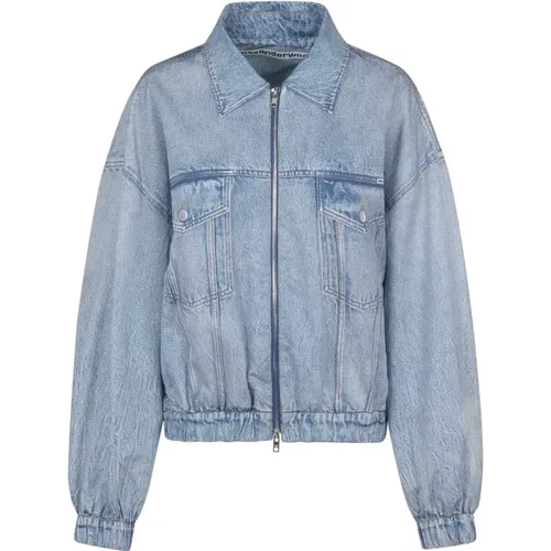 Bedruckte Denim-Bomberjacke , Damen, Größe: 2XS - alexander wang - Modalova