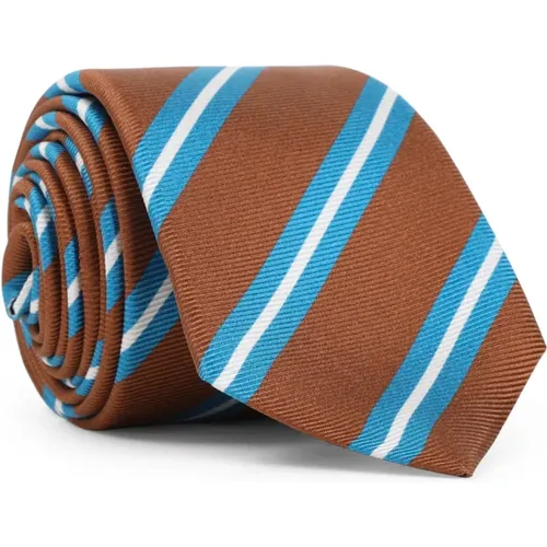 Ties, male, , Size: ONE SIZE Brown Silk Tie Elegant Style - Kiton - Modalova