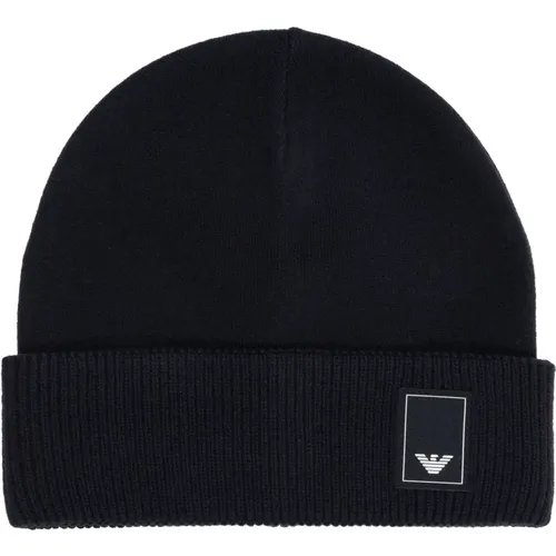 Beanies, male, , Size: L Plain Logo Beanie Hat - Emporio Armani - Modalova