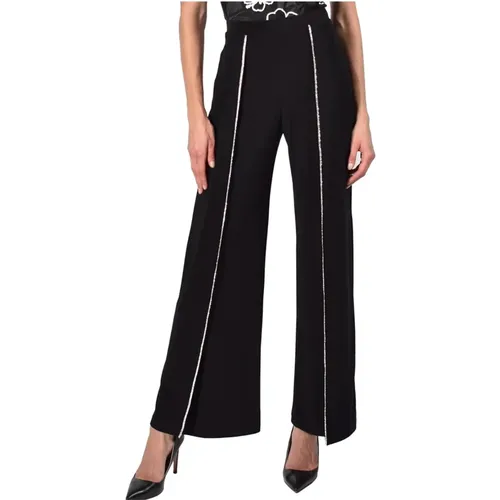 Stilvolle schwarze Hose mit elastischem Bund und Schlitzen , Damen, Größe: M - Frank Lyman - Modalova