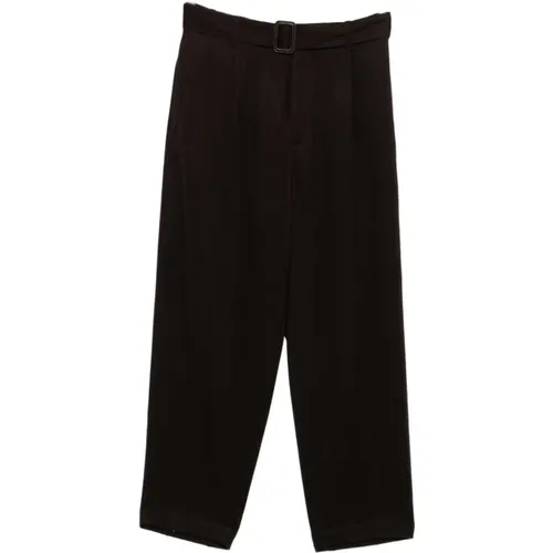 Wide Trousers, male, , Size: S Wool-Cashmere Blend Straight Leg Trousers - Emporio Armani - Modalova