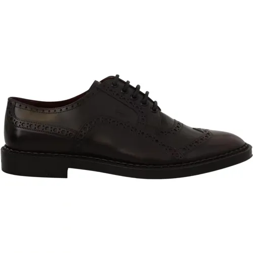 Lila Leder Oxford Wingtip Schuhe , Herren, Größe: 41 EU - Dolce & Gabbana - Modalova