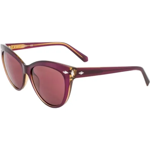 Sunglasses, female, , Size: ONE SIZE Burgundy Plastic Woman's Sunglasses - Swarovski - Modalova