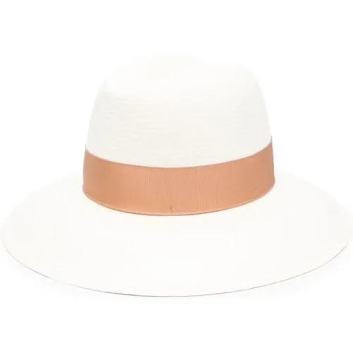 Straw Wide Brim Logo Print Hat , female, Sizes: S - Borsalino - Modalova