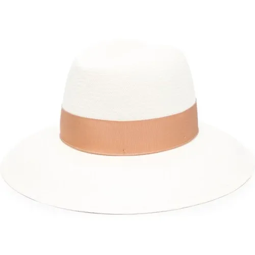 Straw Wide Brim Logo Print Hat , female, Sizes: S, M - Borsalino - Modalova