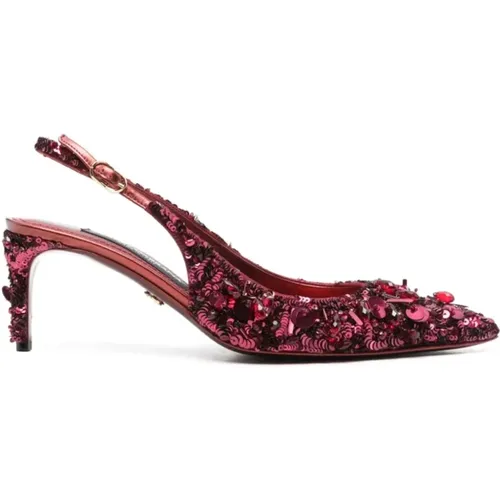 Pumps, female, , Size: 8 US Burgundy Sequin Salon Hair Accessories - Dolce & Gabbana - Modalova