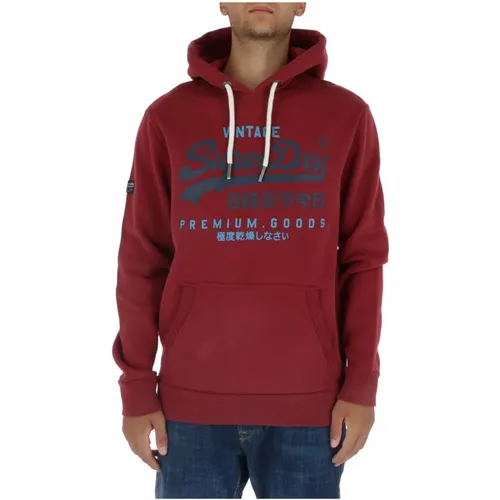 Herren Bordeaux Print Sweatshirt , Herren, Größe: S - Superdry - Modalova