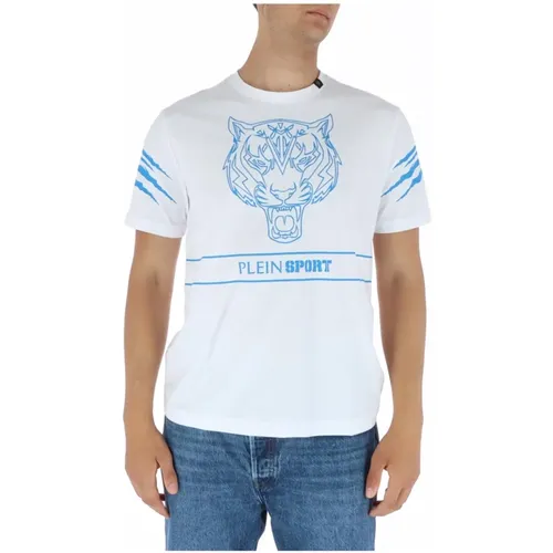 Weißes Bedrucktes Baumwoll-T-Shirt , Herren, Größe: L - Plein Sport - Modalova