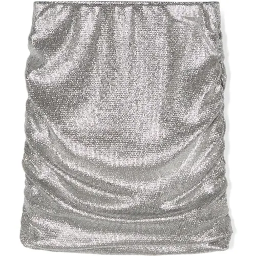 Silber Metallic Mini Rock Drapiertes Design,Metallic Mini Rock mit Seitensammlung - Blumarine - Modalova