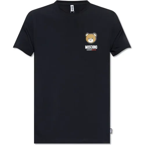 T-shirt with logo , male, Sizes: S, M, XS - Moschino - Modalova