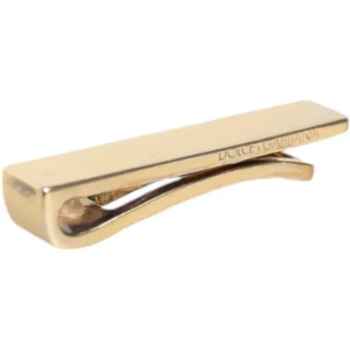 Cufflinks & Tie Clips, male, , Size: ONE SIZE Gold Logo Brass Tie Clip - Dolce & Gabbana - Modalova