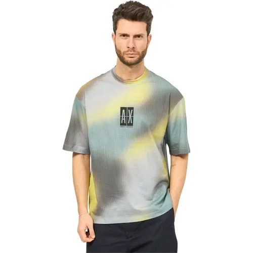 T-Shirts, male, , Size: M Mens Holographic Print T-shirt - Armani Exchange - Modalova