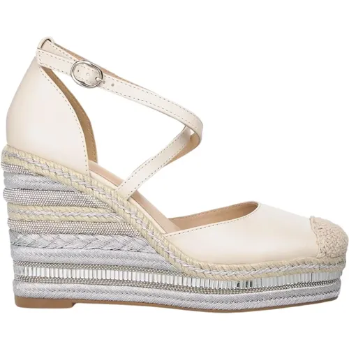 Braided Wedge Sandal with Rhinestones , female, Sizes: 5 UK, 4 UK, 8 UK, 6 UK - Alma en Pena - Modalova