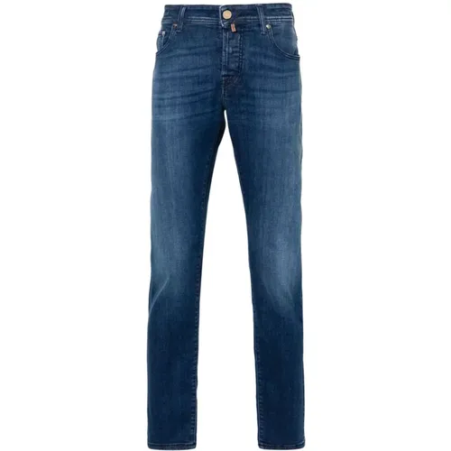 Embroidered Slim Cut Denim Jeans , male, Sizes: W38, W34, W33, W32, W31, W36 - Jacob Cohën - Modalova