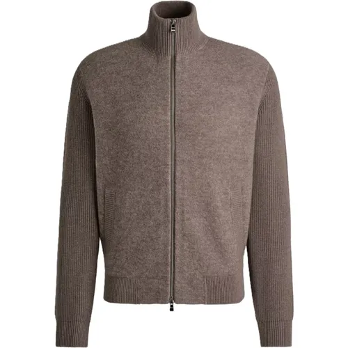 Eleganter Beiger Cardigan - Emeraviglio , Herren, Größe: 2XL - Boss - Modalova