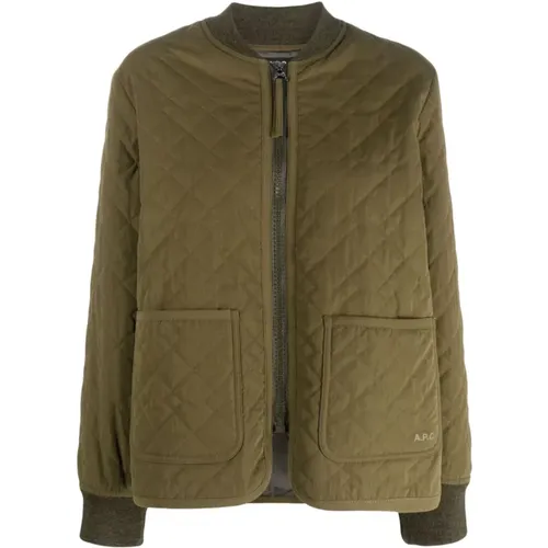 Quilted Logo Coat in Khaki , female, Sizes: M - A.p.c. - Modalova