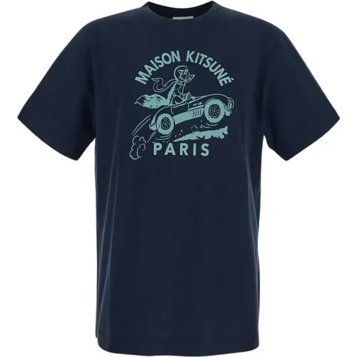 Baumwoll T-Shirt , Herren, Größe: M - Maison Kitsuné - Modalova