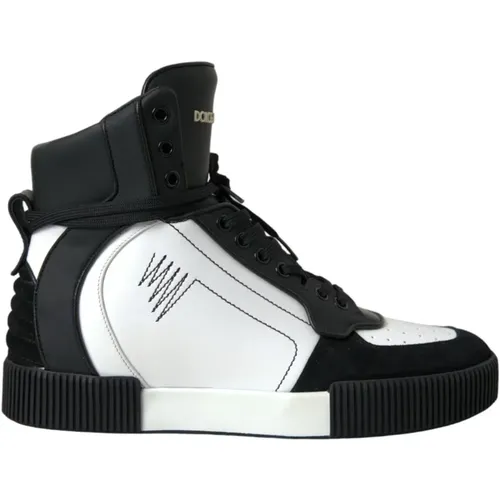 Schwarz Weiß Leder High Top Sneakers - Dolce & Gabbana - Modalova