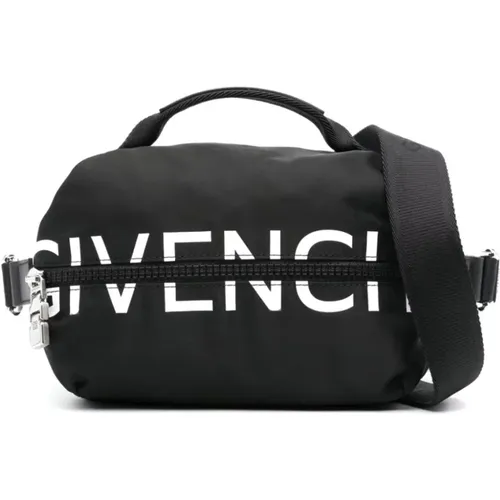 Schwarze Nylon-Schultertasche mit glatten Lederelementen - Givenchy - Modalova