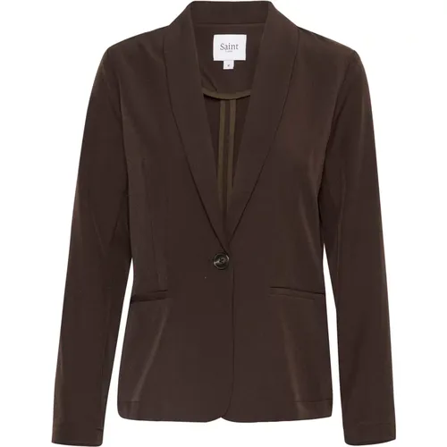 Blazers, female, , Size: M Classic Blazer Jacket Dark Oak - Saint Tropez - Modalova