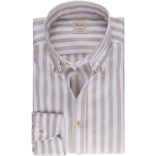 Casual Shirts, male, , Size: 2XL Striped Oxford Shirt with Button Down Collar - Stenströms - Modalova
