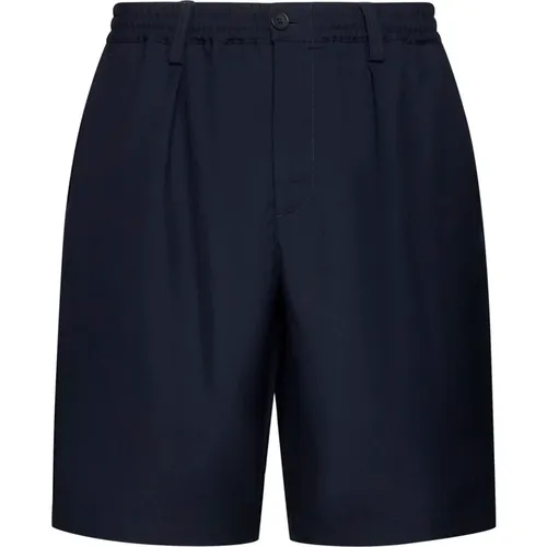 Navy Blue Wool Pleat Shorts , male, Sizes: S, M - Marni - Modalova