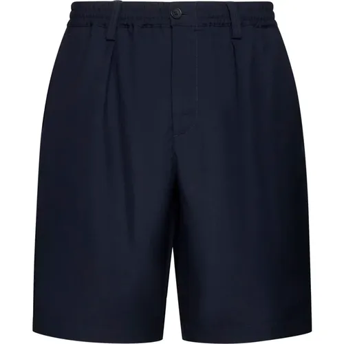 Navy Blue Wool Pleat Shorts , male, Sizes: S, M, L, XS - Marni - Modalova