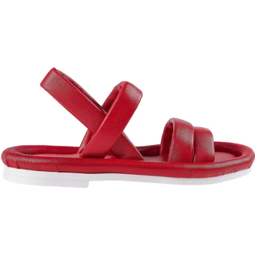 Roter flacher Sandale mit gepolsterten Riemen , Damen, Größe: 38 EU - DEL Carlo - Modalova