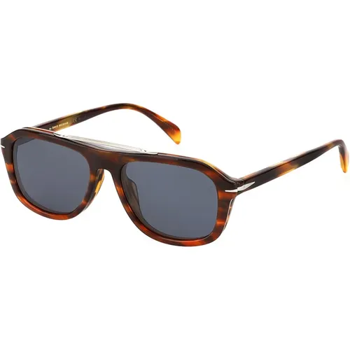 Sunglasses, male, , Size: 54 MM DB 7006/G/Cs Sunglasses in Brown Horn/Blue Clip-On - Eyewear by David Beckham - Modalova