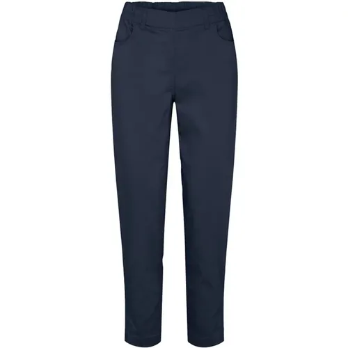 Relaxed Navy Trousers with Elastic Waist , female, Sizes: 5XL, L, 2XL, 4XL - LauRie - Modalova