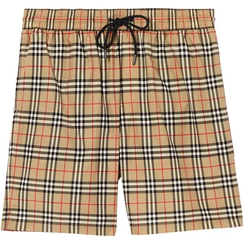 Vintage Small Check Print Swim Shorts in , male, Sizes: L - Burberry - Modalova